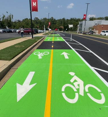 On-campus bike lane