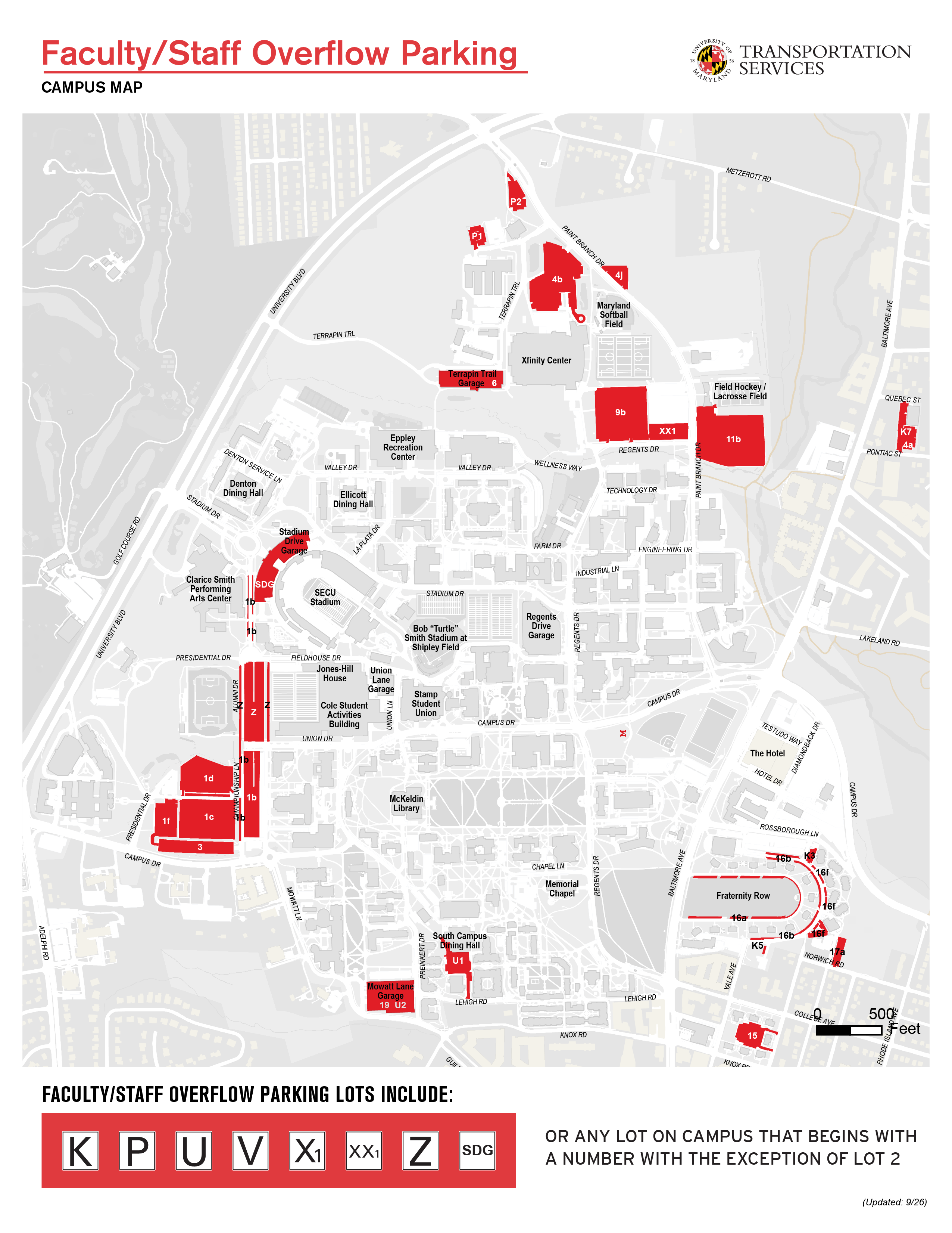 Faculty/Staff overflow parking lots 