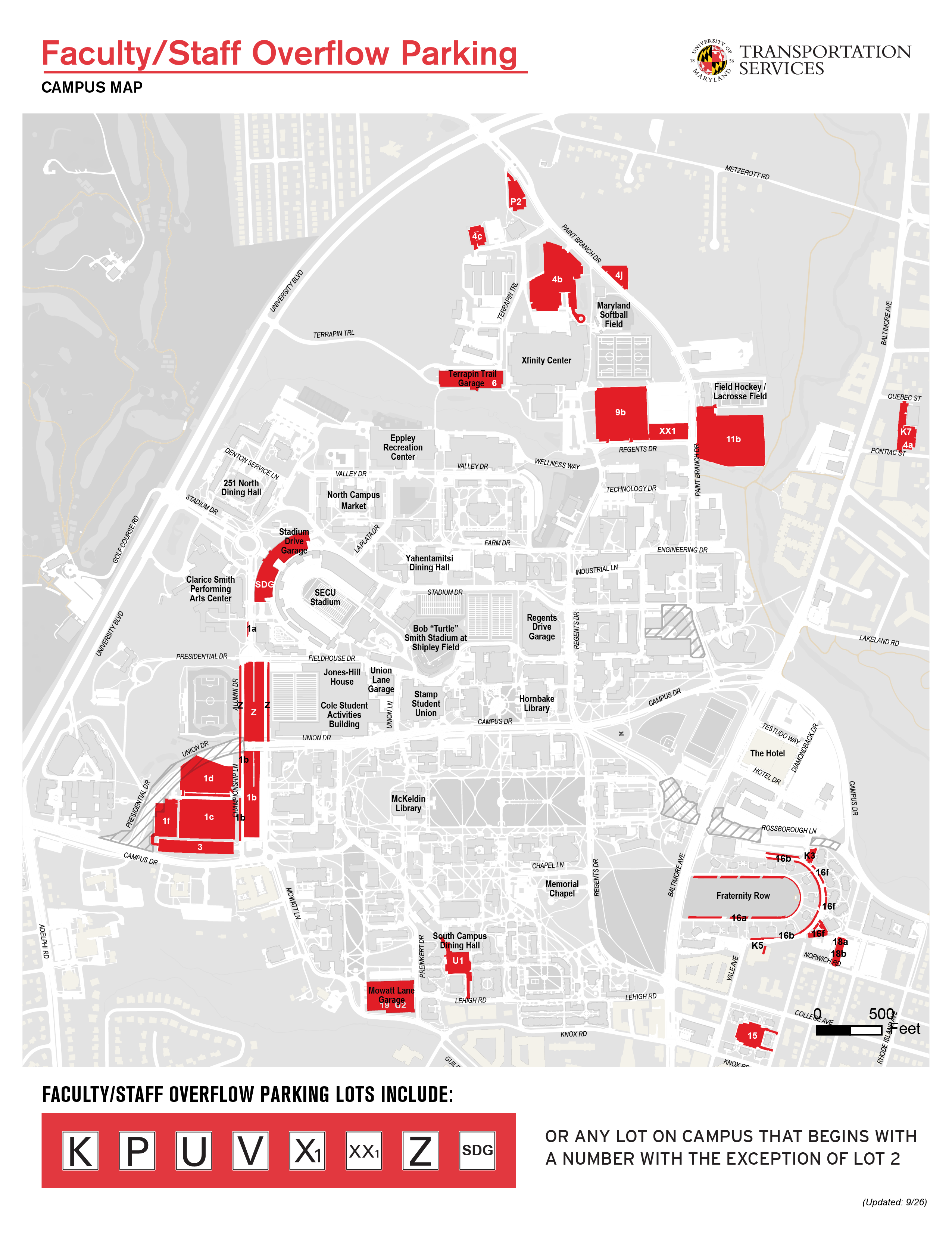 Faculty and Staff Overflow Parking Map