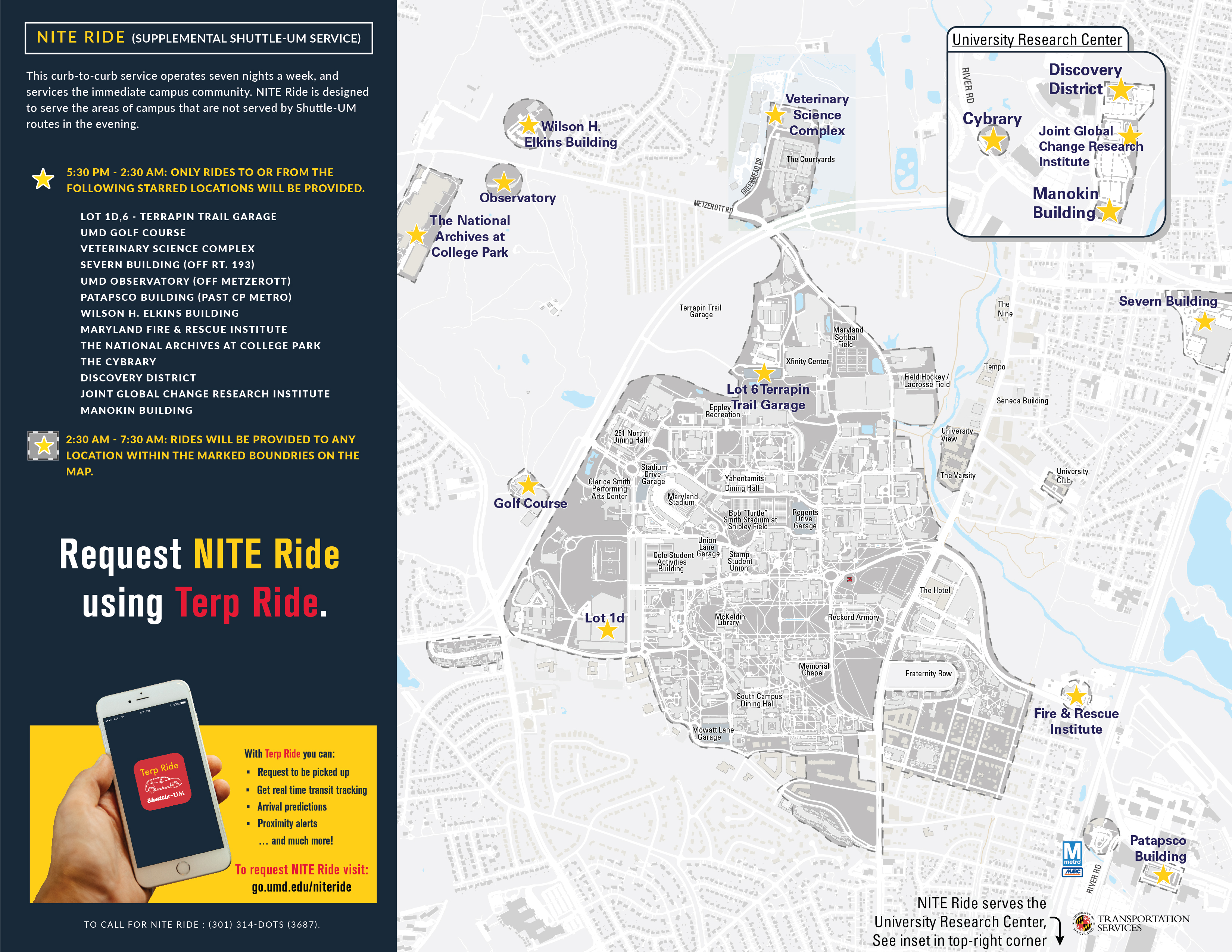 A map of nite ride route