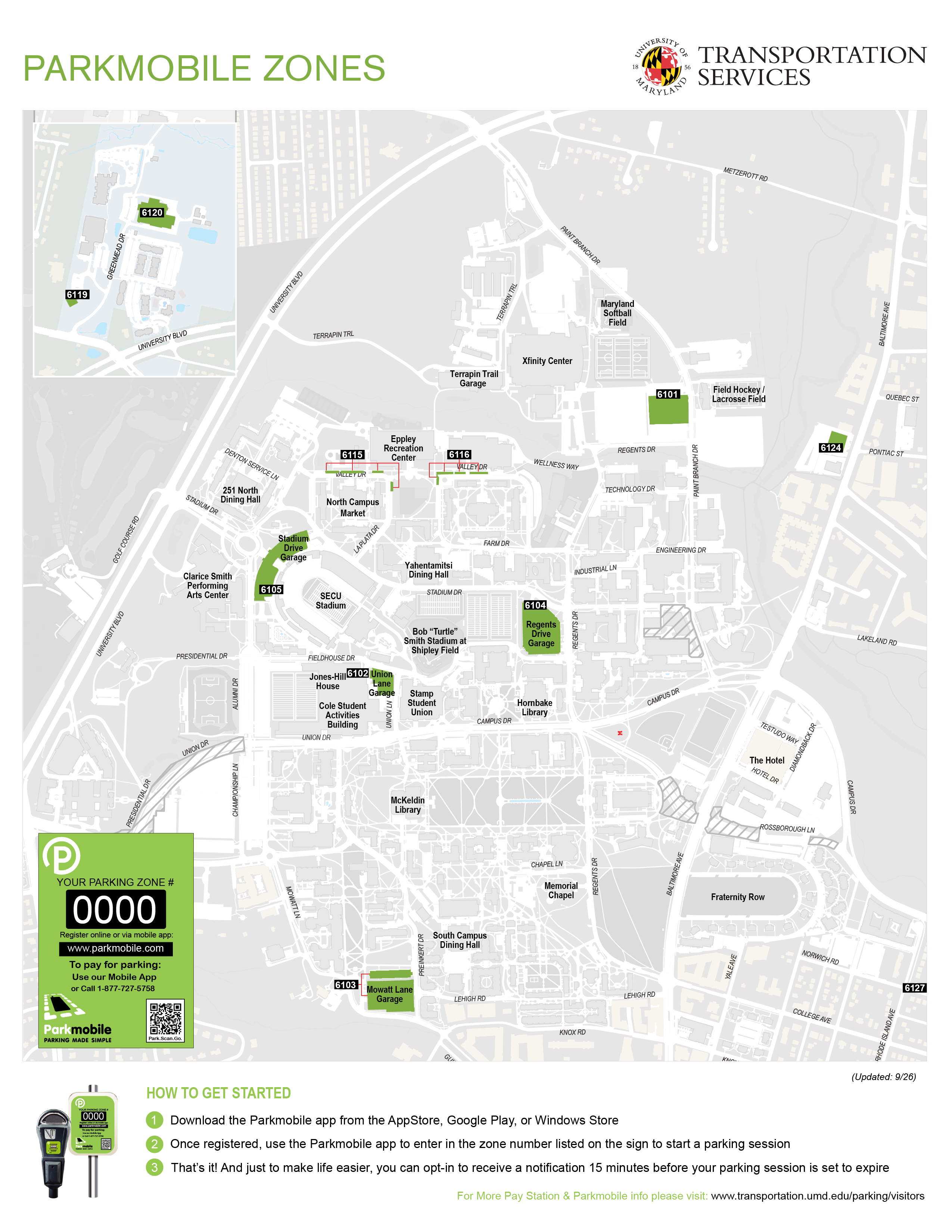 UMD Parkmobile Parking Map