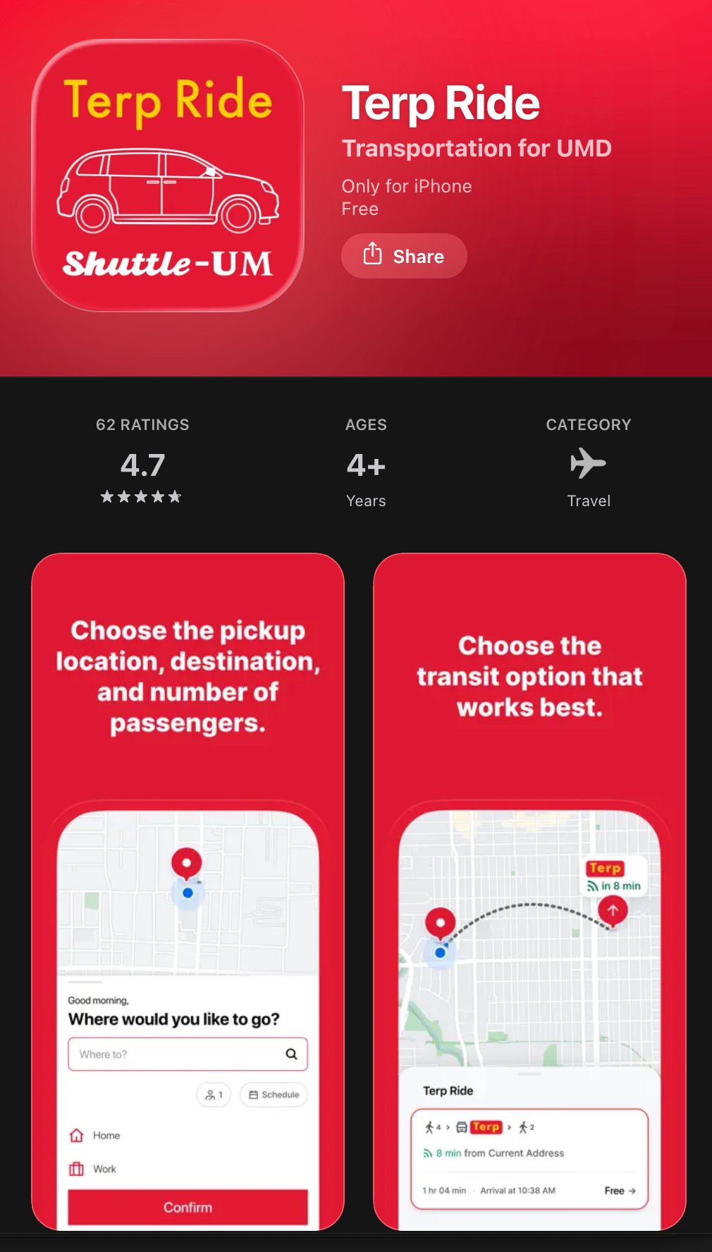 Terp Ride App