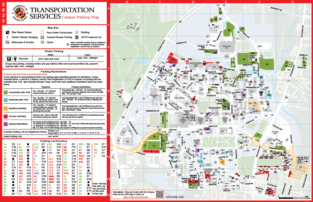 Campus Parking map font