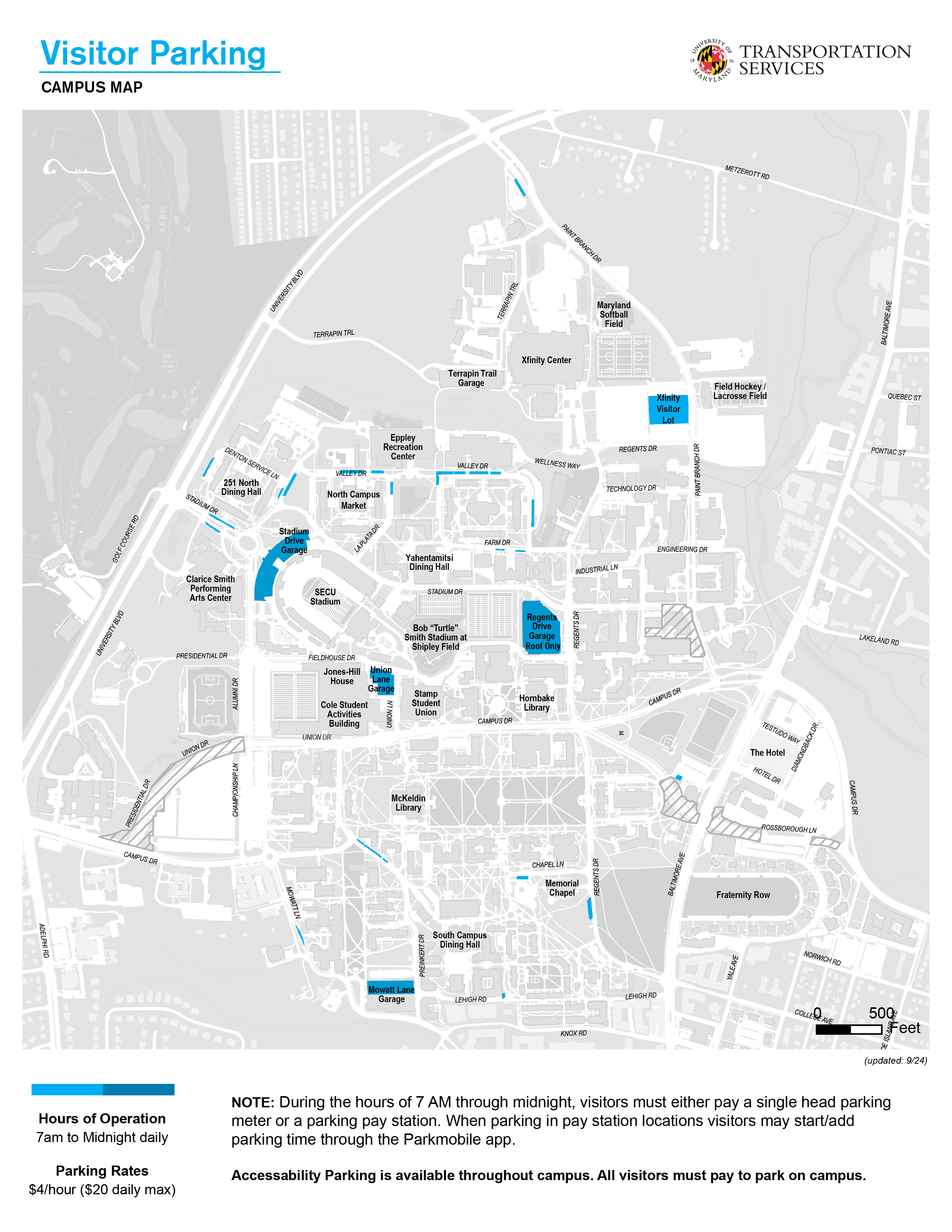 UMD Campus Visitor Parking Map
